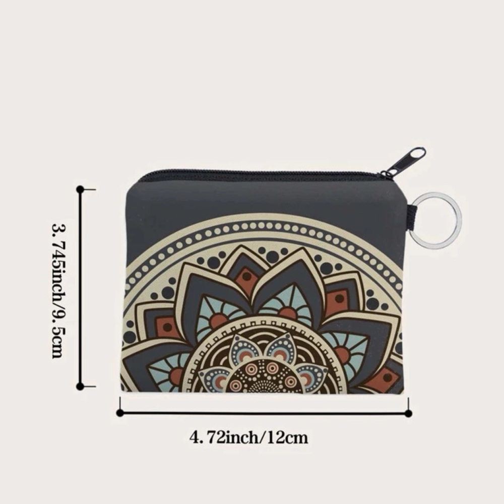 New Bohemian Mandala Graphic Blue Red Tan Artistic Multicolour Coin Purse - Picture 5 of 8